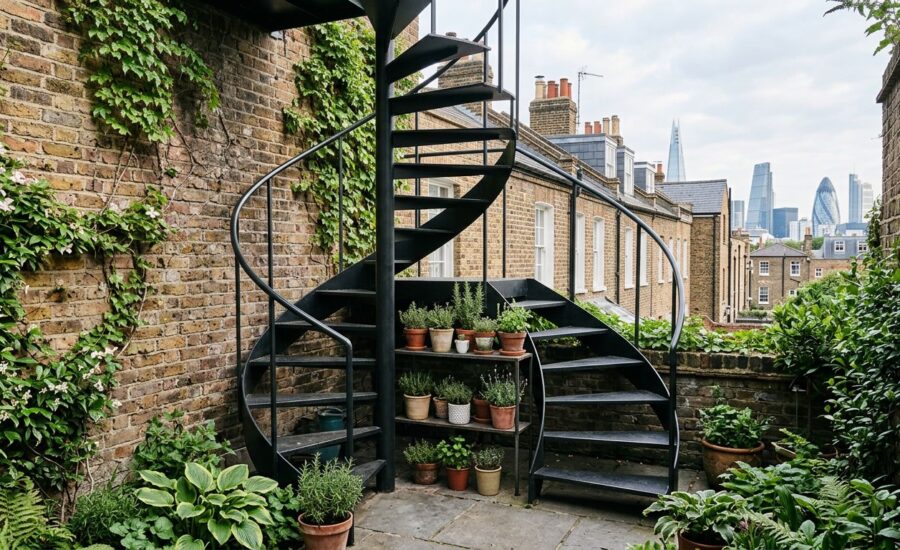 featured external metal stairs for tight london gardens ter d8dc0002